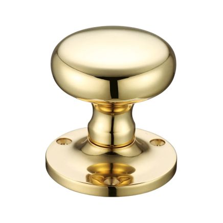 Zoo Hardware Mushroom Mortice Knob Furniture 62.5mm Rose dia. - Polished Brass