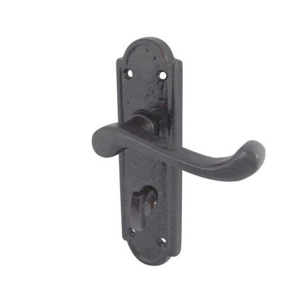 Turnberry Suite Door Handle on Bathroom Plate Black - By Frelan Hardware - JAB300B