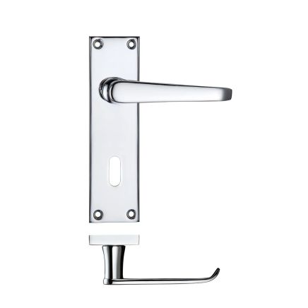 Zoo Hardware Project Victorian flat lever on lock backplate 150 x 40mm - Polished Chrome