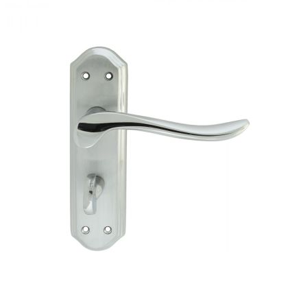 Lytham Lever On Wc Backplate - Dual Finish-Satin/Polished Chrome