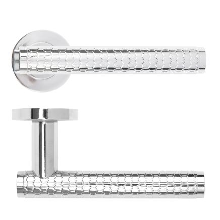 Zoo Hardware Favo Lever On Round Rose - Polished Chrome