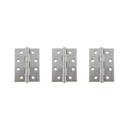 Atlantic Ball Bearing Hinges Grade 11 Fire Rated 4" x 3" x 2.5mm - Satin Chrome (Set of 3)