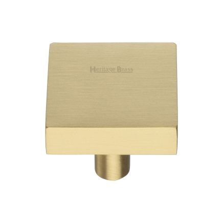 Heritage Brass Cabinet Knob Square Design 32mm Satin Brass finish