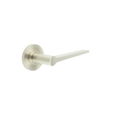 Knightsbridge Door Handle on Reeded Rose Satin Nickel - By Frelan Hardware - BUR20KIT316
