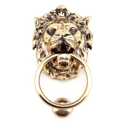 Polished Bronze Lion Head Door Knocker