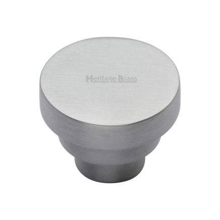 Heritage Brass Cabinet Knob Round Stepped Design 38mm Satin Chrome finish