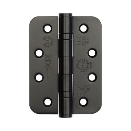 Jedo Stainless Steel Grade 13 Radiused Ball Bearing Hinges - 102x76x3mm - Matt Black - Pair - J9500RMB