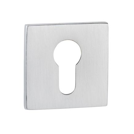 Tupai Rapido 5S Line Euro Escutcheons on 5mm Slimline Square Rose - Satin Chrome