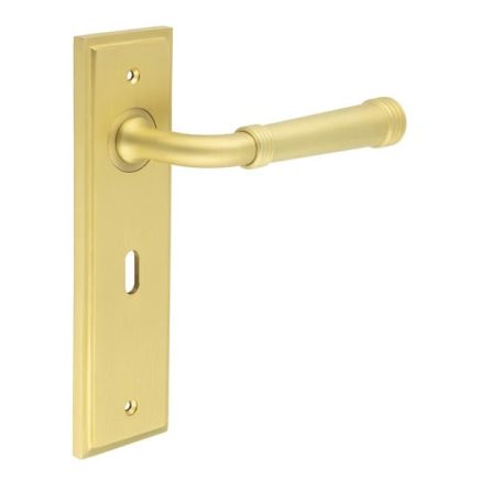 Highgate Door Handle Lock Backplate Satin Brass - By Frelan Hardware - BUR35KIT243