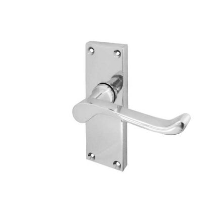 Victorian Scroll Door Handle on Short Latchset Plate Polished Chrome - By Frelan Hardware - JV11PC