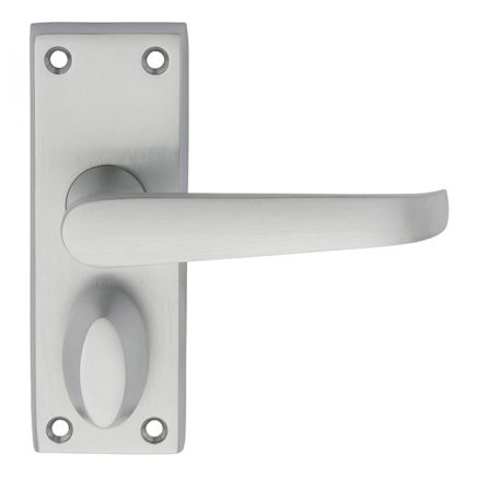 Victorian Lever On Privacy Backplate - Satin Chrome