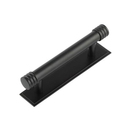 Hoxton Sturt Cabinet Handles 96mm Ctrs Stepped Backplate Matt Black - By Frelan Hardware - HOX-450MB-6050MB