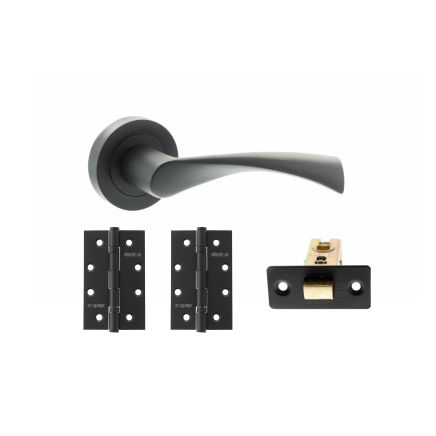 STATUS Colorado Door Handle Pack (Latch Set - 3" CE Latch, 4" Slim Knuckle Hinges x2) - Matt Black