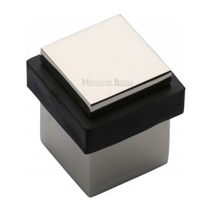 Heritage Brass Door Stop Square Floor Mounted Design Polished Nickel Finish