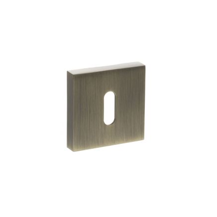 STATUS Key Escutcheons on S4 Square Rose - Antique Brass (Pair)
