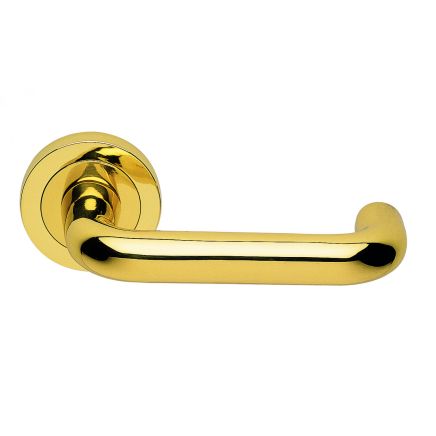 Studio H Lever On Round Rose  - Polished Brass