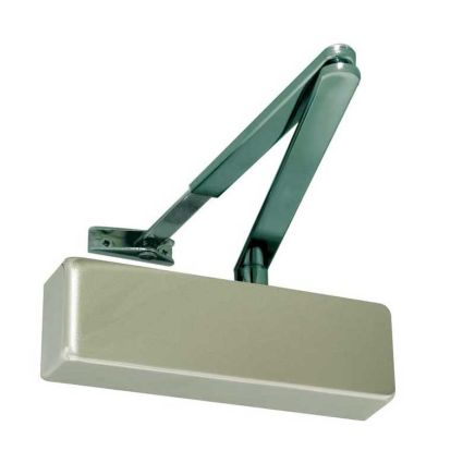 Jedo Standard Door Control with Black Arms en-2-4 Satin Nickel - By Frelan Hardware - JD150SN