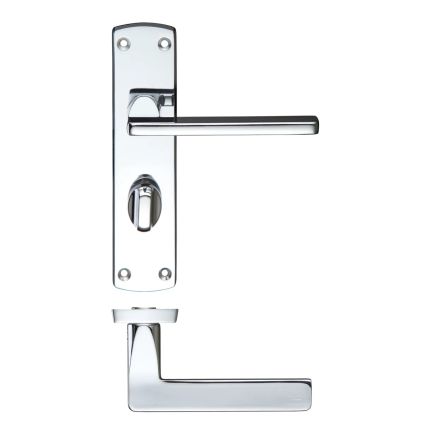 Zoo Hardware Leon lever on bathroom backplate - Polished Chrome