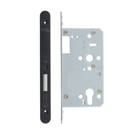Zoo Hardware Din Euro Deadlock- Backset 60mm - 2 Pc Forend - Radius - PCB - Single Throw - Black