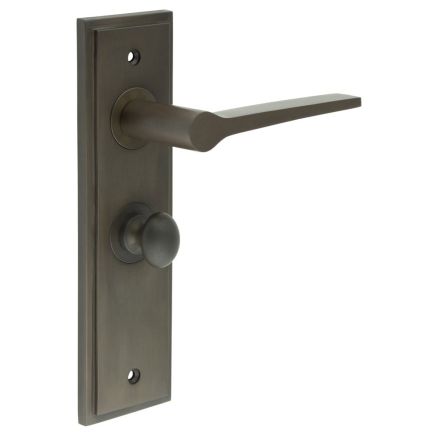 Knightsbridge Door Handle Bathroom Backplate Dark Bronze & Turn & Release - By Frelan Hardware - BUR-20DB-453DB-80DB