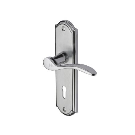 Heritage Brass Door Handle Lever Lock Howard Design Apollo finish