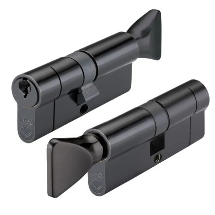 Zoo Hardware 70mm Euro Cylinder and Turn Keyed to Differ - Black
