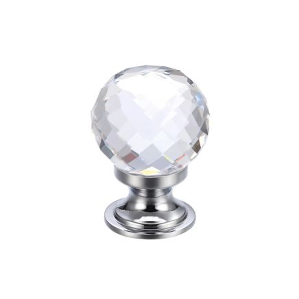 Zoo Hardware Glass Ball Cabinet Knob - Facetted 25mm - Chrome