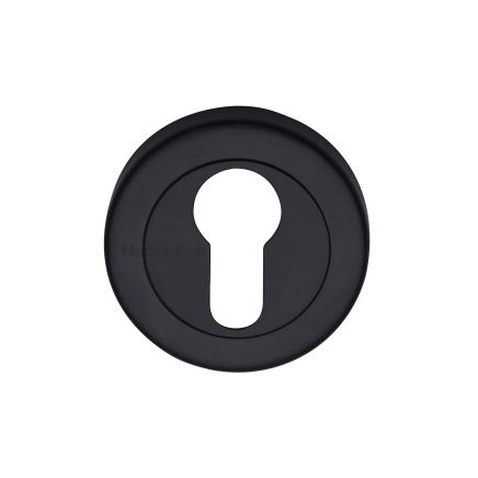 Heritage Brass Euro Profile Cylinder Escutcheon Matt Black Finish