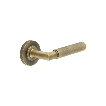 Piccadilly Door Handle on Knurled Rose Antique Brass - By Frelan Hardware - BUR40KIT5