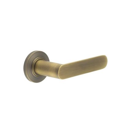 Kensington Door Handles Chamfered Rose Antique Brass - By Frelan Hardware - BUR25KIT2