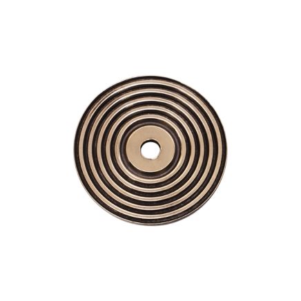 Reeded Round Backplate for Cupboard Knobs Aged Brass