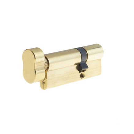 Jedo Euro Profile Offset Cylinders & Turns 30x50mm Polished Brass - By Frelan Hardware - JL-3050EPCTPB