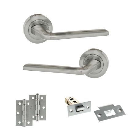 Eco Surf Door Handle Pack (Latch Set - 2.5" Latch, 3" Hinges x2) - Satin Chrome