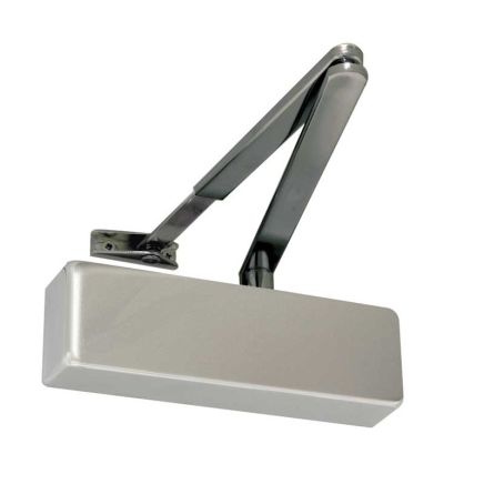 Jedo Standard Door Control with Black Arms en-2-4 Silver Enamelled - By Frelan Hardware - JD150SE