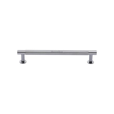 Heritage Brass Cabinet Pull Partial Knurled Design with 16mm Rose 128mm CTC Polished Chrome finish