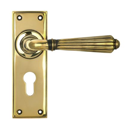 Aged Brass Hinton Lever Euro Lock Set