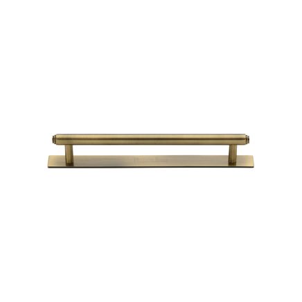 Heritage Brass Cabinet Pull Step Design with Plate 96mm CTC Antique Brass Finish