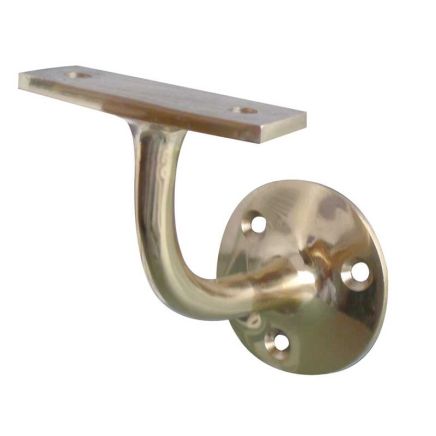 Jedo Solid Brass Handrail Brackets 64mm Polished Brass - By Frelan Hardware - JV85HAPB