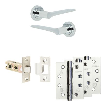 Complete Gio Door Handle Pack - Internal Doors - Polished Chrome - 64mm / 4-inch Hinges - JE-E1A-PC