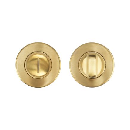 Zoo Hardware Thumb Turn and Release complete with escutcheons & 5mm Spindle - Grade 201 - PVD Satin Brass