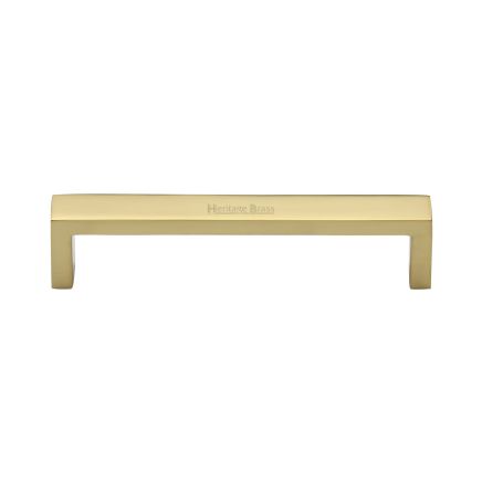 Heritage Brass Cabinet Pull Wide Metro Design 128mm CTC Polished Brass Finish