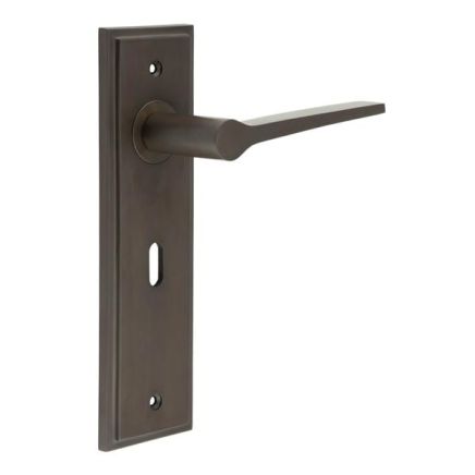 Knightbridge Door Handle Lock Backplate Dark Bronze - By Frelan Hardware - BUR20KIT87