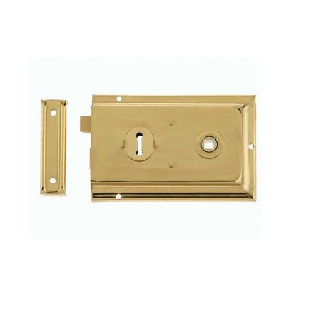 Reversible Rim Lock 152x102mm Polished Brass - By Frelan Hardware - JL180PB