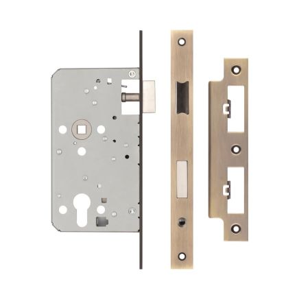 72mm Antique Brass Din Euro Escape Lock 60mm Backset - By Frelan Hardware - JL-DE60AB