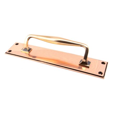 Polished Bronze 300mm Art Deco Pull Handle on Backplate