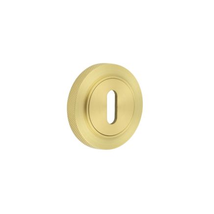 Burlington Standard Keyway Escutcheons Knurled Rose Satin Brass - By Frelan Hardware - BUR-60SB-75SB