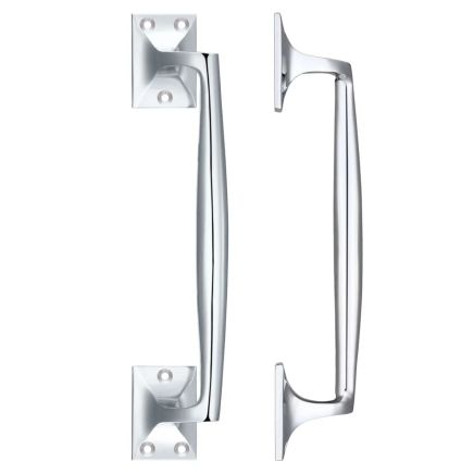 Zoo Hardware Pull Handle on Square Rose - Polished Chrome