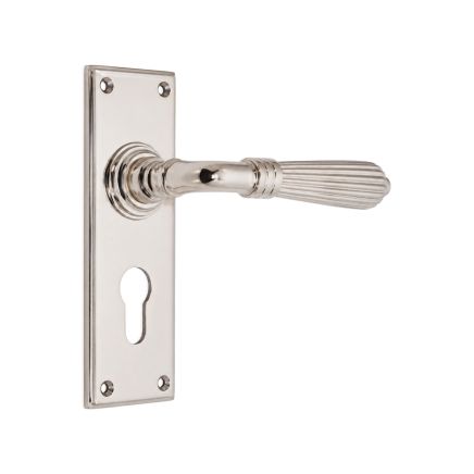 Regency Lever on Backplate Euro Polished Nickel