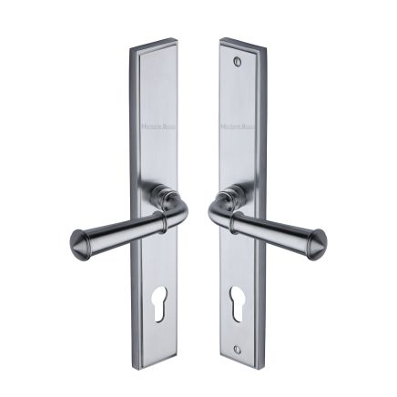 Heritage Brass Multi-Point Door Handle Lever Lock Colonial LH Design Satin Chrome finish