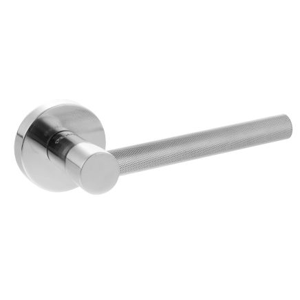 Oro & Oro Stradi Lever Door Handle on Round Rose - Satin Chrome (Pair)